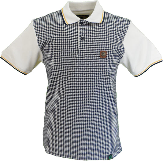 Trojan Records Herre Ecru Dogtooth Front Poloshirt