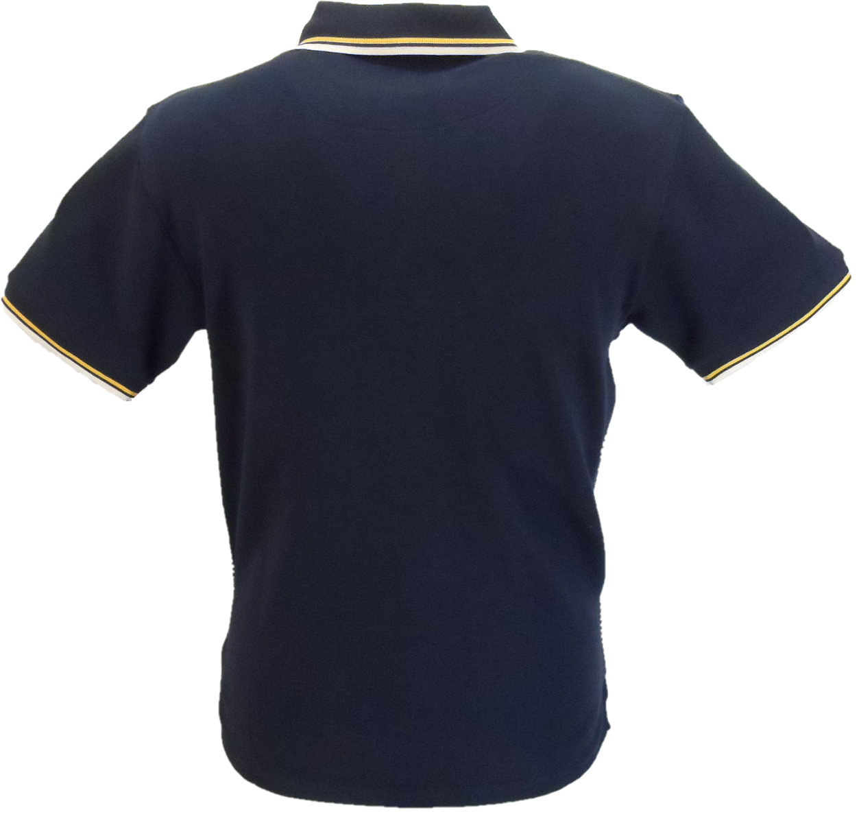 Trojan Records Mens Navy Blue Dogtooth Front Polo Shirt