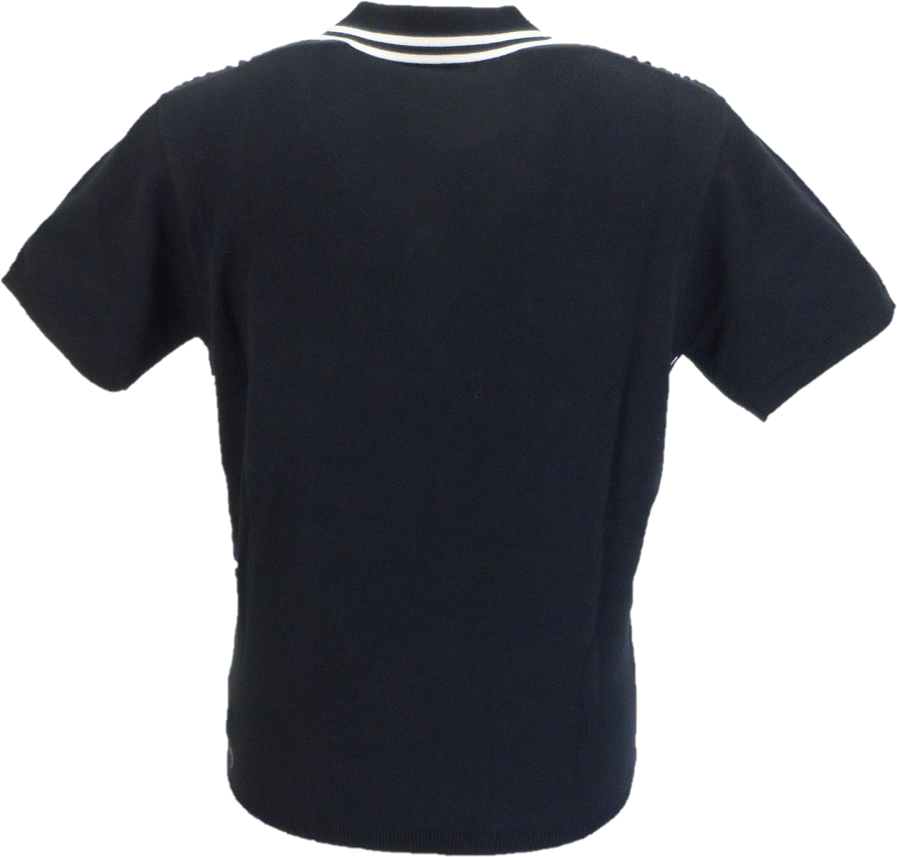 Gabicci Vintage Mens Herrymann Navy Blue Textured Knitted Polo Shirt
