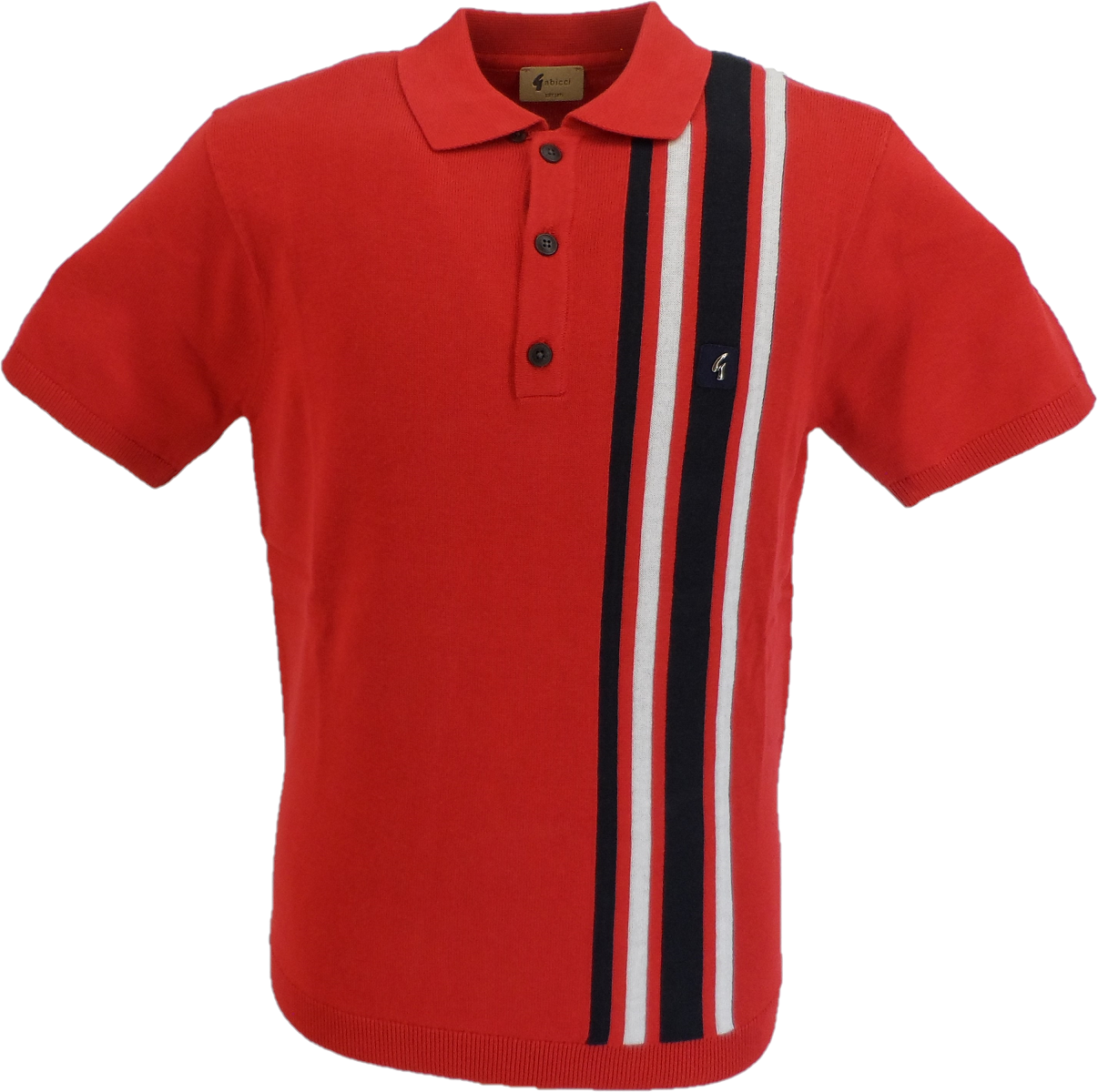 Gabicci Vintage Mens Soda Garnet Red Knitted Polo Shirt