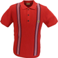 Gabicci Vintage Mens Garnet Red Textured Knitted Polo Shirt
