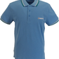 Lambrettaアジュールブルー/ディープレイク/グレー レトロターゲットロゴ 綿100% ポロシャツ