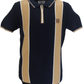 Lambretta Mens Navy Blue Corsico Zip Knitted Polo Shirt