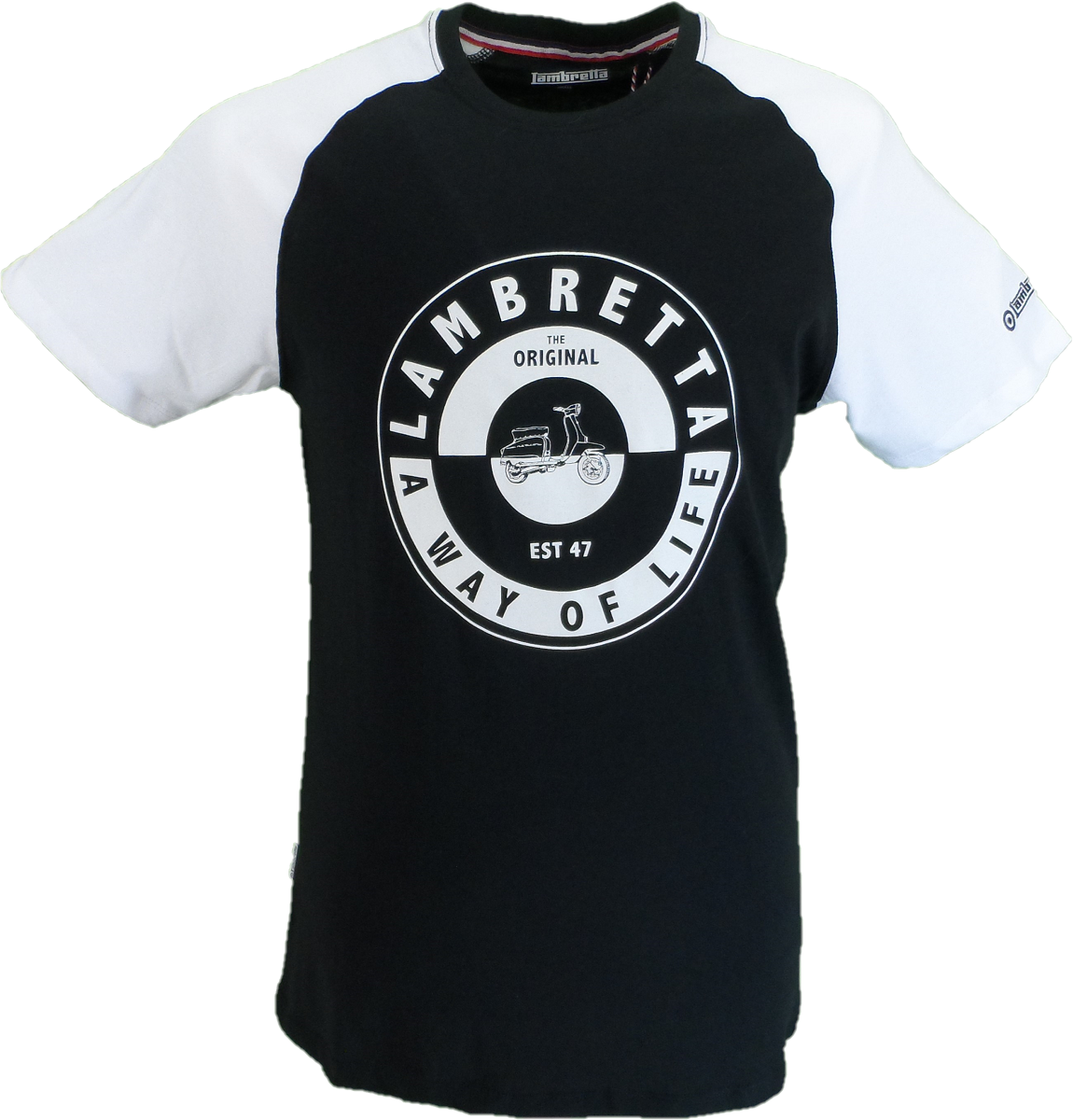 Lambretta Mens Black Scooter 2 Tone T Shirt