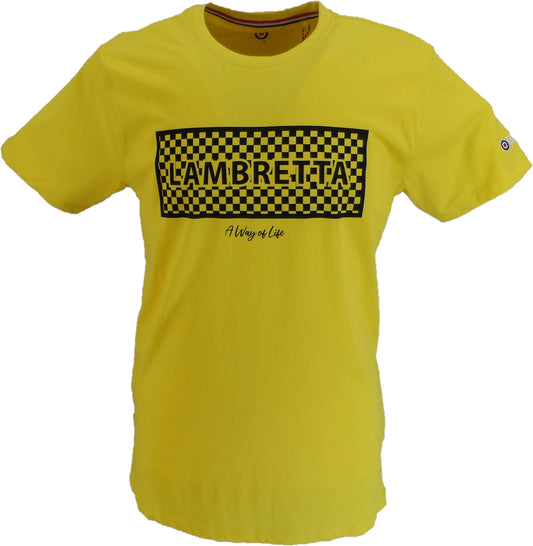 Lambretta Herren-Retro-T-Shirt mit Passionsfrucht-Schachbrettmuster
