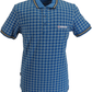 Lambretta Mens Blue Geometric Print Cotton Polo Shirts