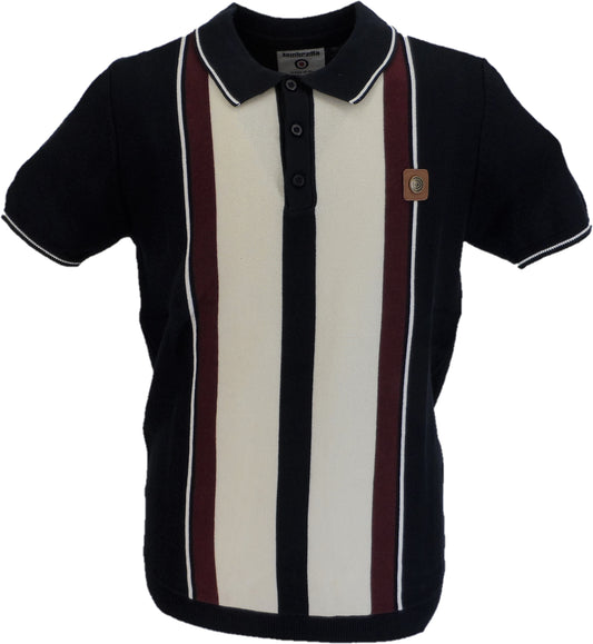 Marineblaues Herren-Poloshirt aus Greco-Strick Lambretta