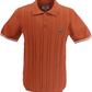 Lambretta Mens Clay Brown Ribbed Knitted Polo Shirt