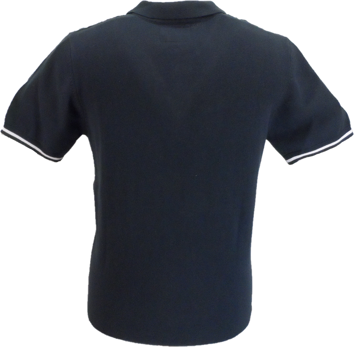 Lambretta Mens Navy Blue Ribbed Knitted Polo Shirt