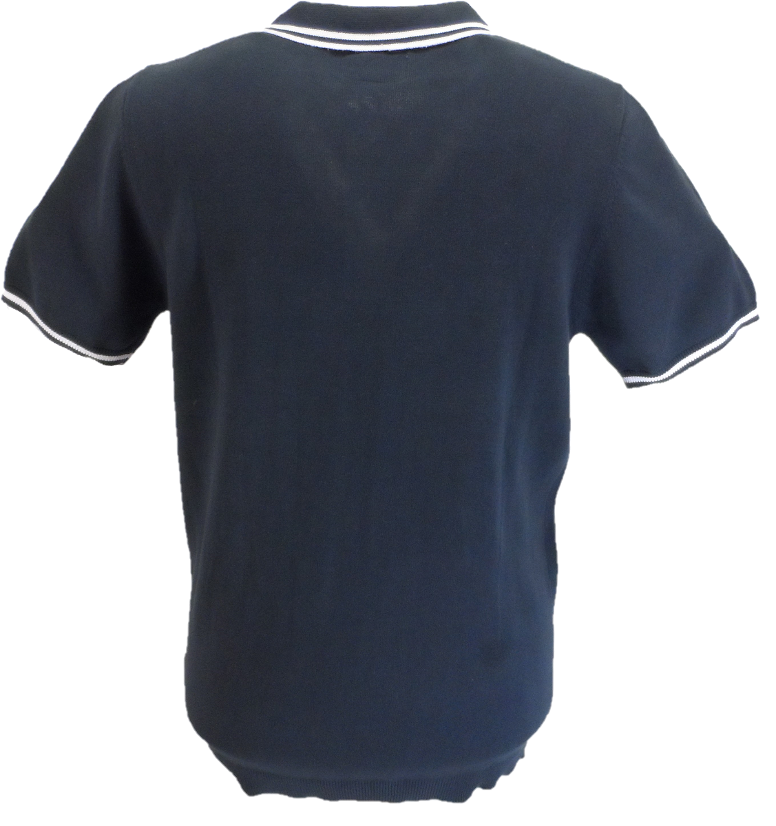 Lambrettaメンズ ネイビー ブルー チップカラー ニット ポロシャツ