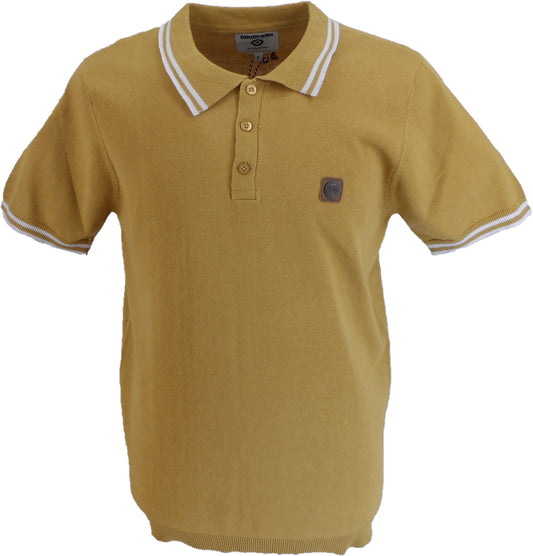 Lambretta Mens Sand Tipped Collar Knitted Polo Shirt