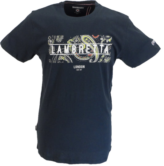Marineblaues Herren-T-Shirt mit Paisley-Einsatz Lambretta