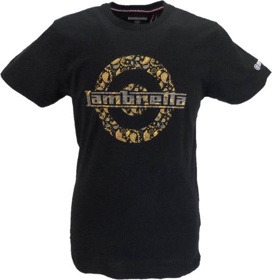Schwarzes Paisley-Ziel-Retro-T-Shirt für Herren Lambretta aus 100 % Baumwolle