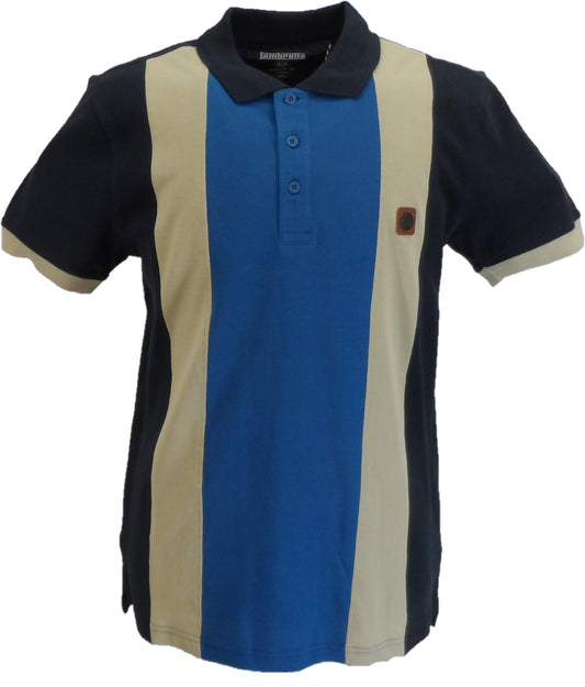 Marineblaue Vintage-Panel-Poloshirts Lambretta