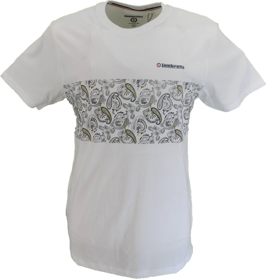 Lambretta camiseta blanca con panel de paisley para hombre