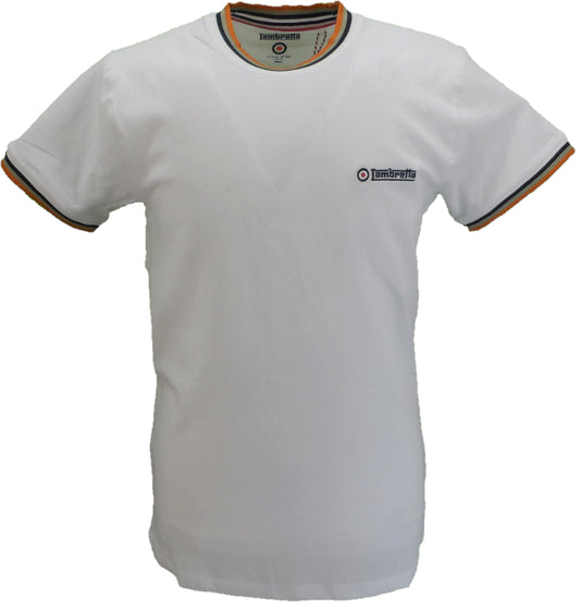 Camiseta retro de piqué con ribetes de algodón 100% blanca Lambretta