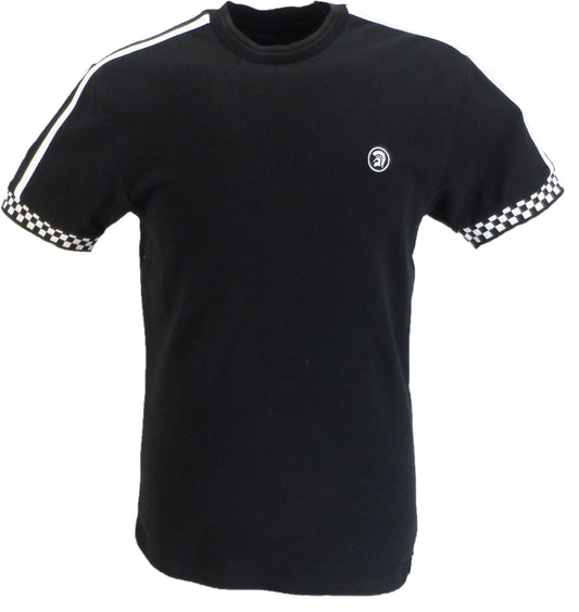Trojan Herren-T-Shirt aus Piqué-Baumwolle mit Schachbrettmuster und zwei Streifen