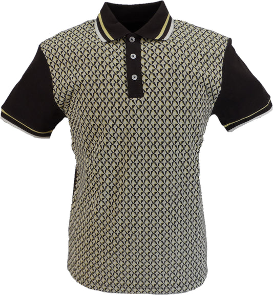 Ska & Soul Brown Geometric Panel Polo Spearpoint Collar Polo Shirt