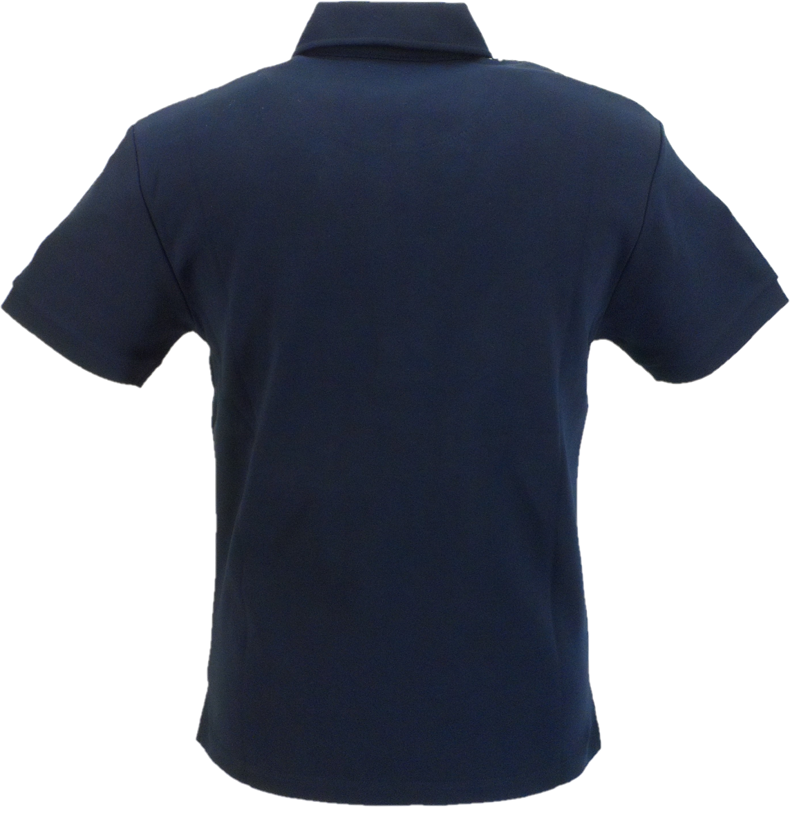 Marineblaues Herren-Polohemd mit Speerspitzenkragen und Jacquard-Panel Ska & Soul
