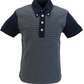 Ska & Soul Mens Navy Blue Jacquard Panel Polo Spearpoint Collar Shirt