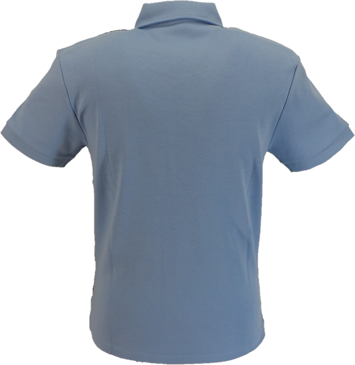 قميص بولو رجالي Ska & Soul مصنوع من قماش الجاكار باللون الأزرق السماوي وياقة مدببة