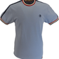 Trojan Mens Sky Blue Twin Stripe Ringer Pique Cotton T-Shirt
