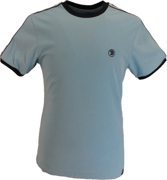 Trojan Records Mens Mint Blue Taped Sleeve Cotton Ringer T-Shirt