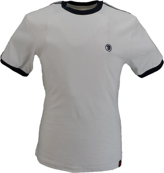 Ecrufarbenes Herren-Ringer-T-Shirt aus Baumwolle mit versiegelten Ärmeln von Trojan Records