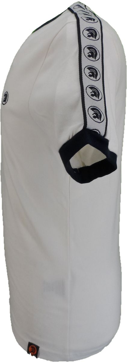 Trojan Records Mens Ecru Taped Sleeve Cotton Ringer T-Shirt