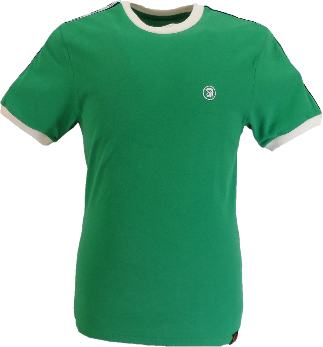 Trojan Records Mens Emerald Green Taped Sleeve Cotton Ringer T-Shirt