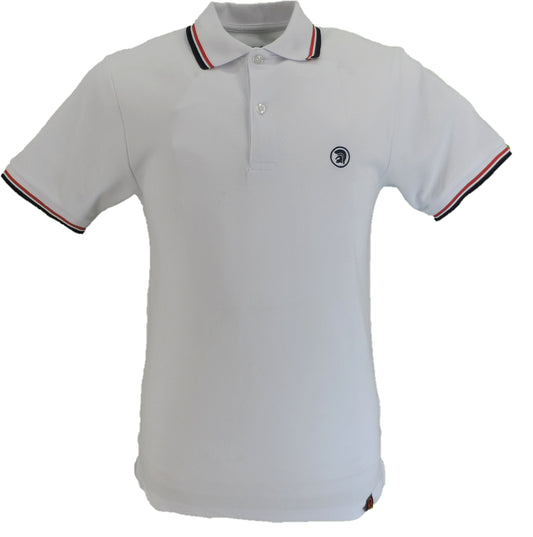 Trojan Records polo blanco con dos puntas para hombre