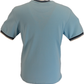 T-shirt Trojan pour hommes, bleu menthe, à double rayure sur le devant
