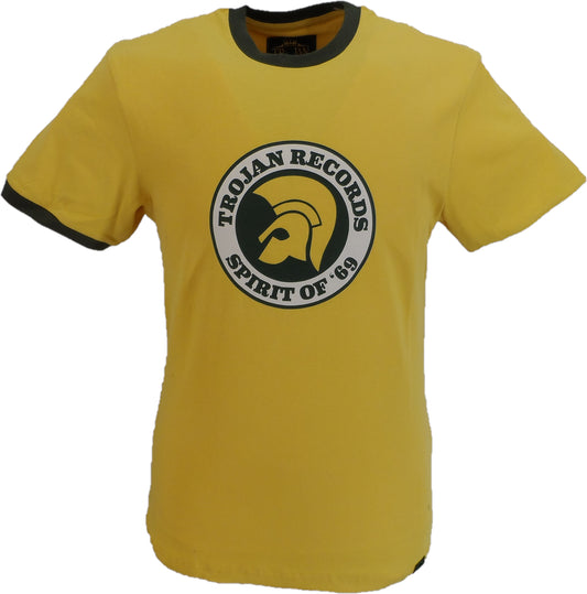 T-shirt da uomo Trojan Records giallo senape Spirit of 69 100% cotone pesca