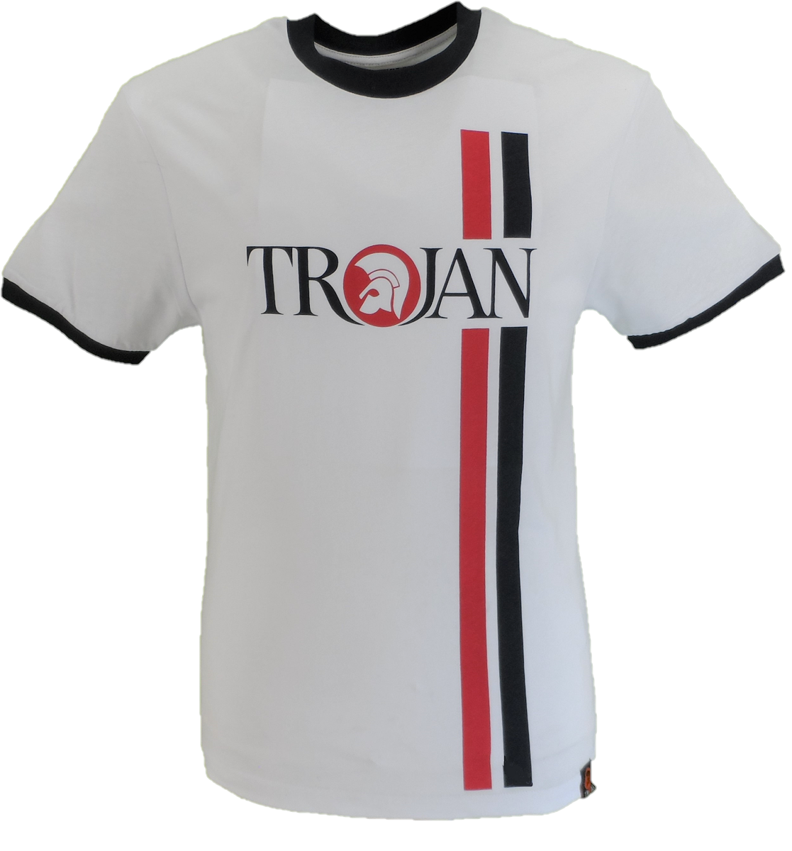 Trojan Records White Classic Twin Stripe 100% Cotton T-Shirt