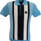Trojan Records Mint Blue Striped Fine Gauge Knitted Polo Shirt