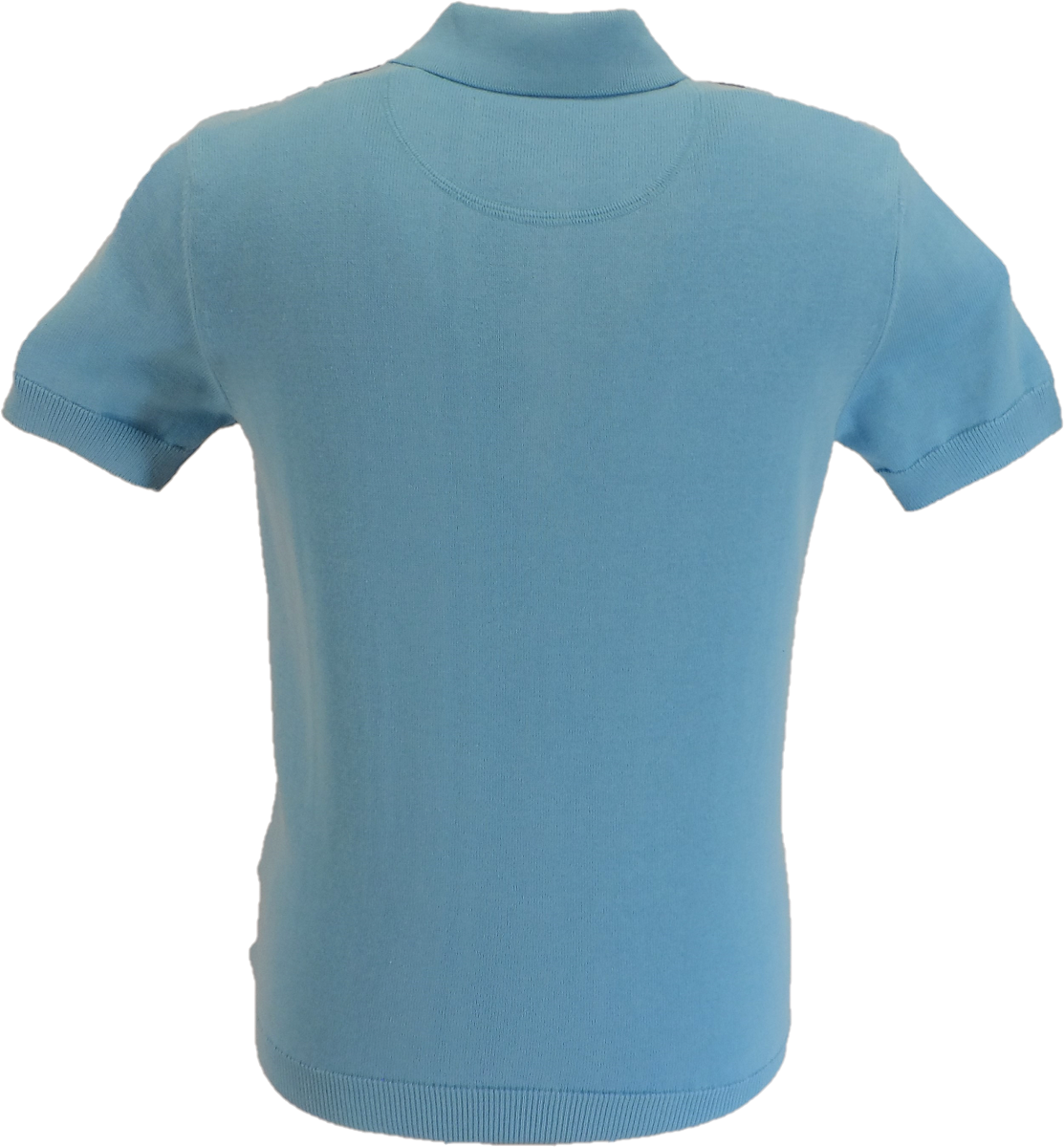 يسجل Trojan قميص بولو محبوك مخطط باللون الأزرق النعناعي