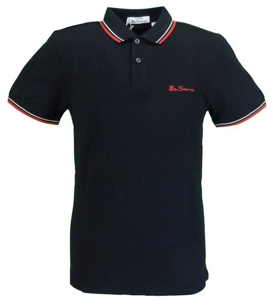 قميص بولو Ben Sherman باللون الأسود للرجال مصنوع من القطن بنسبة 100%