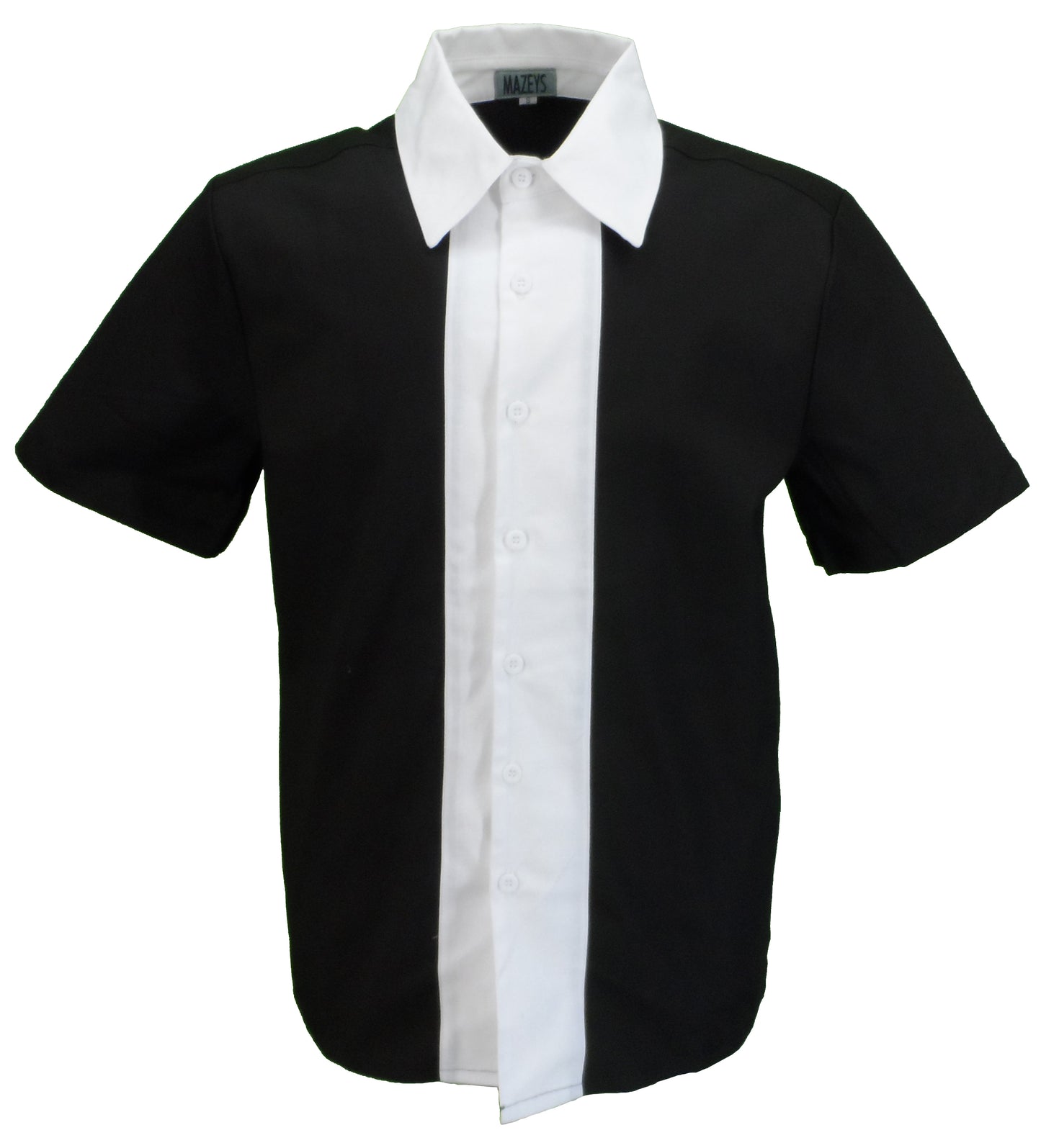 Mazeys Mens Retro Black and White Rockabilly Bowling Shirts