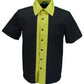 Mazeysメンズ レトロ 黒と黄色のロカビリーbowling shirts
