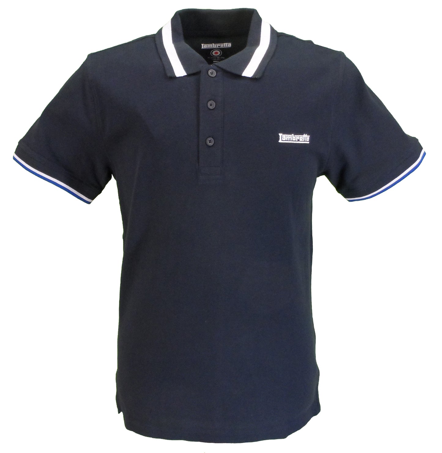 Lambretta Mens Navy Blue Single Tipped Polo Shirt