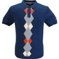 Merc Mens Ansell Dark Slate Knitted Vintage Mod Polo Shirts