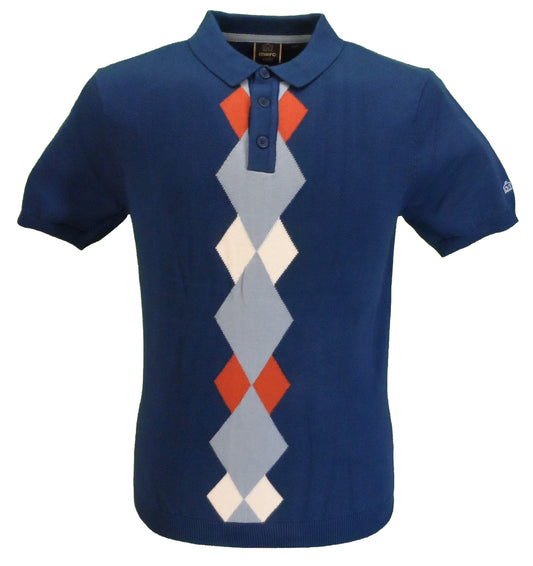 Merc herre ansell strikkede vintage Mod Polo Shirts mørk skifer