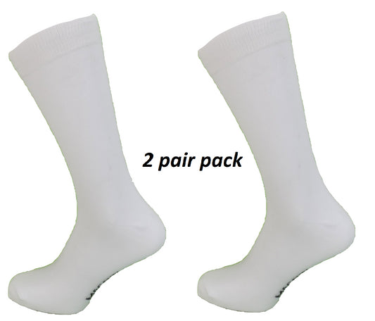 Mens 2 Pair Pack White Retro Socks