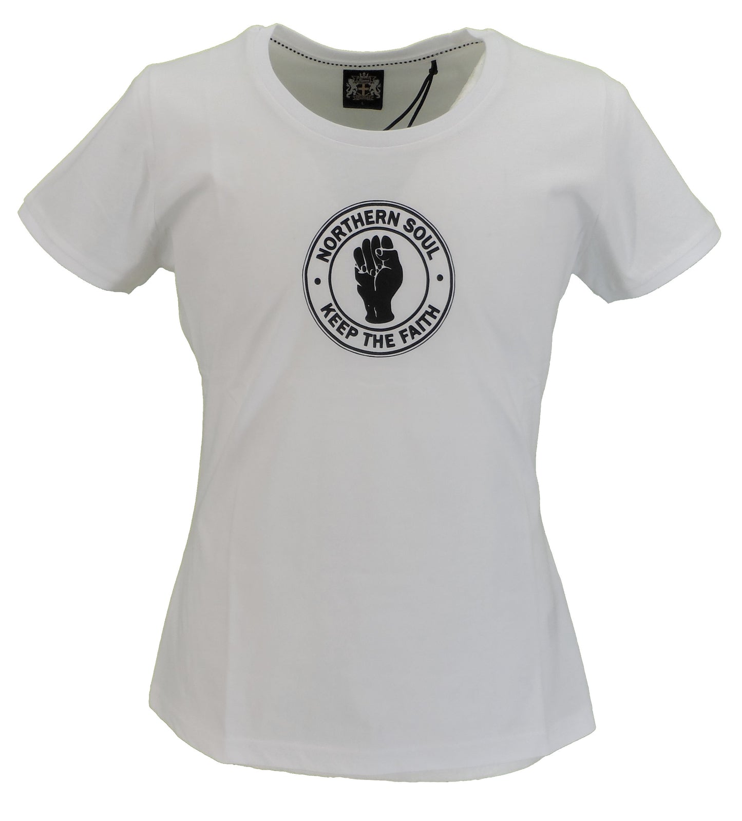 Stomp Ladies White Keep The Faith Northern Soul T Shirts