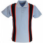 Relco Striped Vintage Style Mod Polo Shirts Sky/Navy