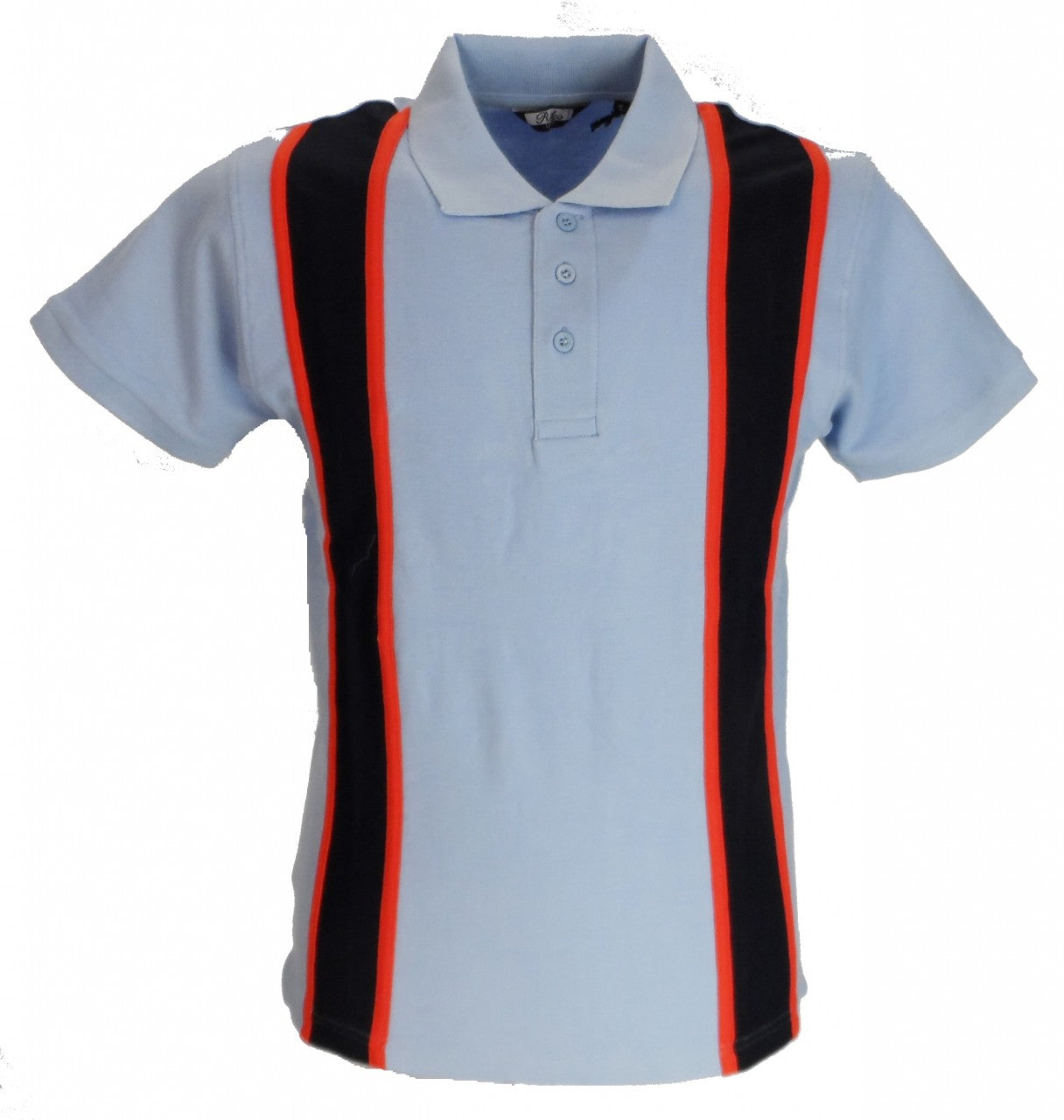 Relco Striped Vintage Style Mod Polo Shirts Sky/Navy