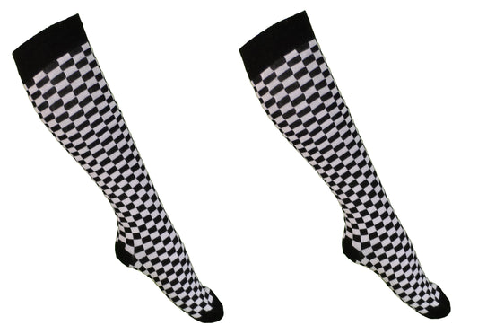 2er-Pack schwarz/weiß karierter Socks für Damen