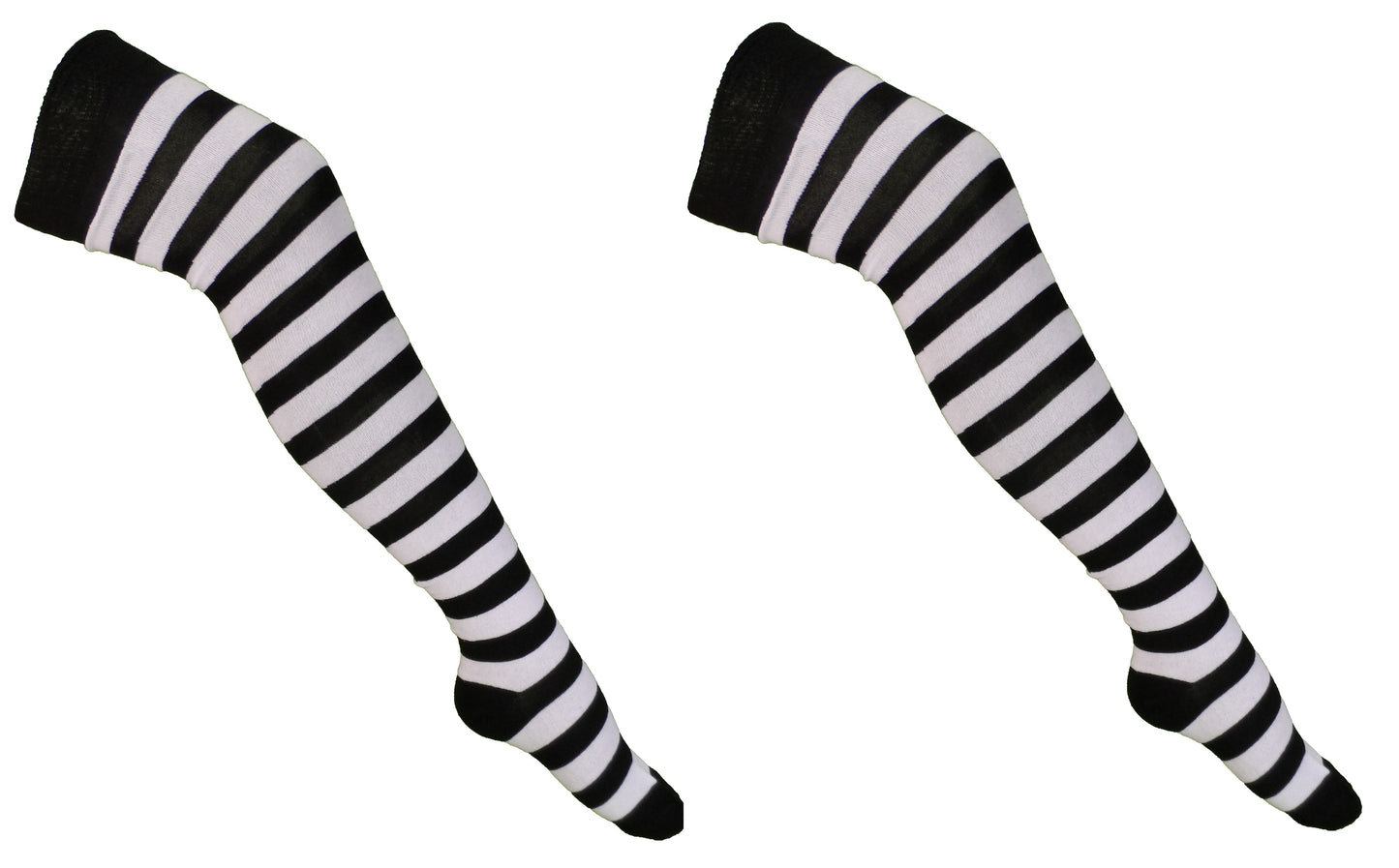 2er-Pack weiß/schwarz gestreifte Overknee- Socks für Damen