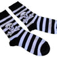 Ladies 2 Pair Black/White Striped Skull and Crossbone Socks