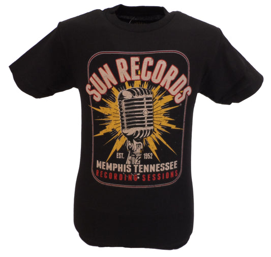 Sun Records Mens Mic Blast Black Cotton T Shirt